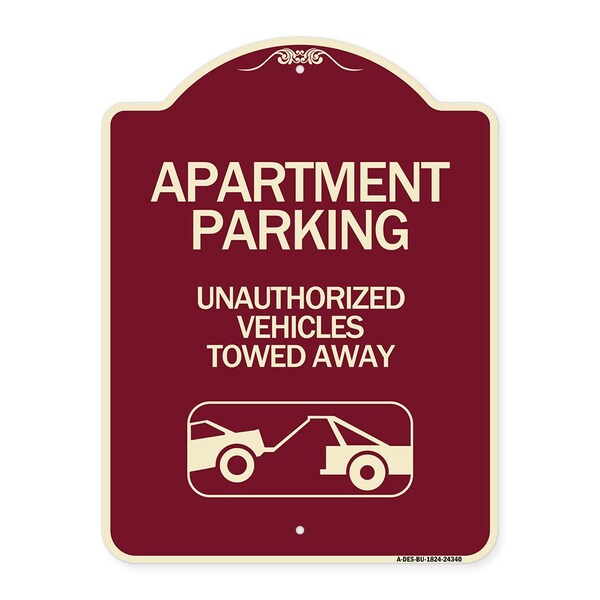 Apartment Parking Unauthorized Vehicles Towed Away Heavy-Gauge Alum Sign, 24" x 18", BU-1824-24340